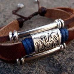 Leather zen unisex bracelet